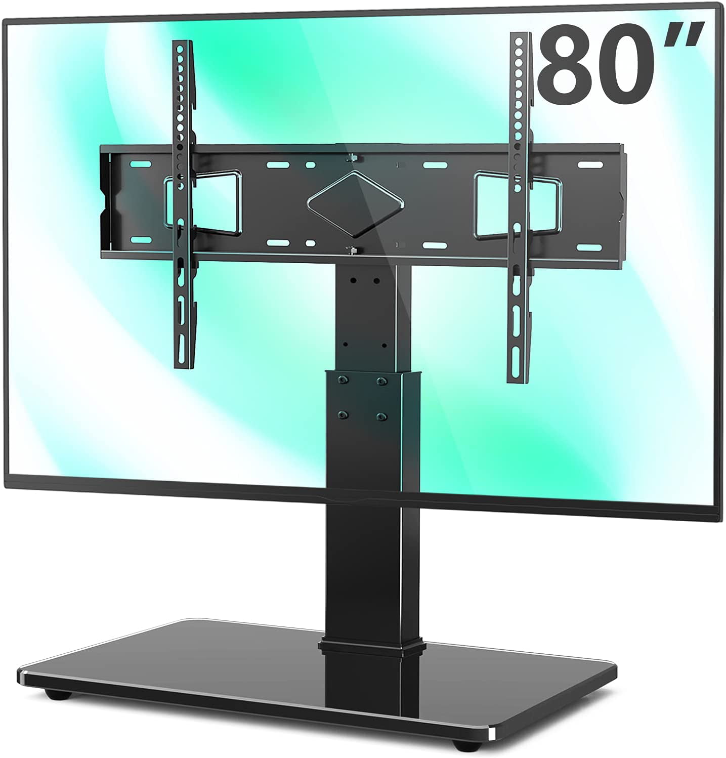 Need4Spares TV Stand Compatible With Samsung PS43D450A2W Replacement Table Top High Gloss Glass TV Stand Black