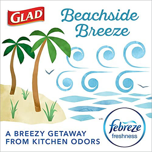 Glad ForceFlex MaxStrength Tall Kitchen Drawstring Trash Bags, 13 Gallon,  Beachside Breeze with Febreze Freshness, 90 Count