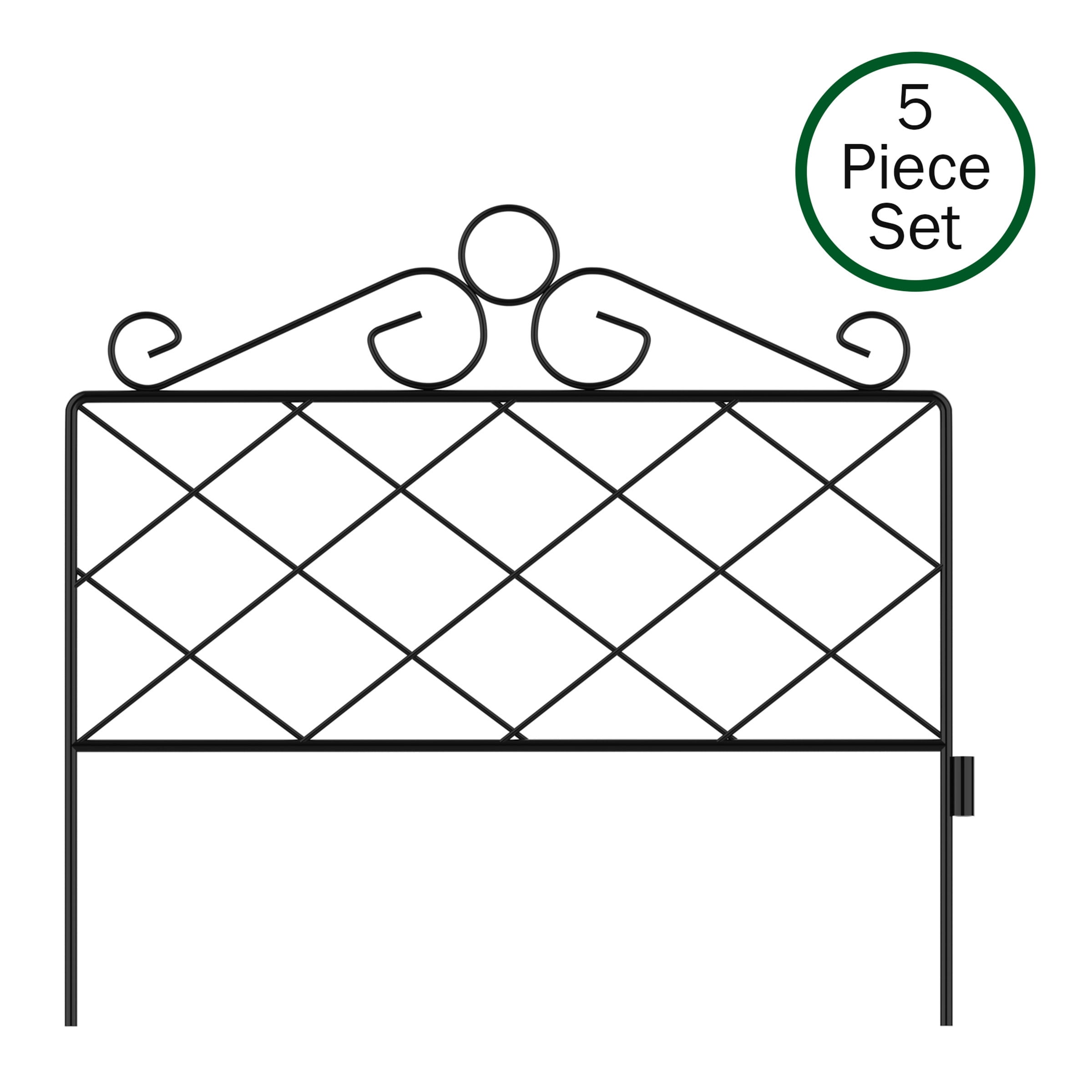 Pure Garden 50-LG5060 Metal Garden Fencing-Set of 5 Panels Black 