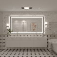 thumbnail image 2 of GODCHAR LED Bathroom Mirror Rectangular Anti-Fog Modern Style Mirror in Tempered Glass Black Frame 72x36 inch, 2 of 10