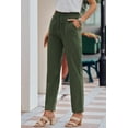 thumbnail image 1 of POGLIP Women's Dark Green Drawstring Elastic Waist Pockets Long Straight Legs Pants, 1 of 6