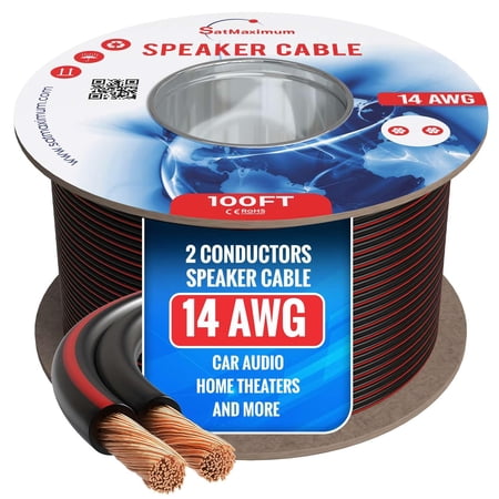 Cables Direct Online 14AWG CL3 Speaker Wire 100FT – 2-Conductor 14/2 Copper-Clad Aluminum Cable for Home Theater, Car Audio & Low Voltage Use