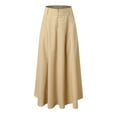 thumbnail image 5 of vigerkar Women Casual Cotton Linen A Line Skirt High Waist Long Flowy Skirt Flare Swing Ruffle Skirt Khaki, XL, 5 of 6