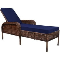 Outdoor Lounge Chair Folding Patio Chaise with Cushion All-Weather Wicker Outside Tanning Chair Adjustable Backrest Recliner