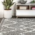 thumbnail image 6 of JONATHAN Y MERCER SHAG 8 x 10 Area Rug, Mercer Plush Tassel Moroccan Geometric Trellis - Gray/Ivory, MCR102C-8, 6 of 9