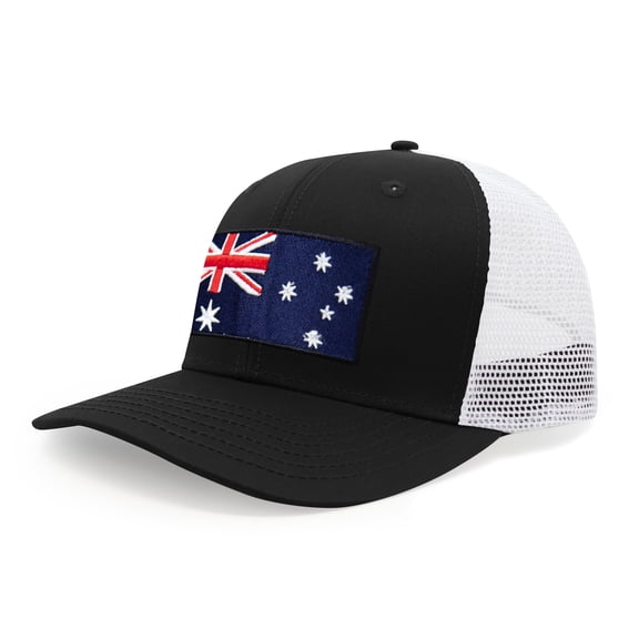 Australia Flag Hat for Men and Women – Snapback Trucker Baseball Cap by International Tie (Black White)