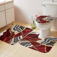 thumbnail image 2 of Red Marble Bath Mat 3 Piece Bathroom Rug Set, Grey Gold Texture Vintage Farmhouse Art Non Slip Bath Rug Contour Mat and Toilet Lid Cover, Absorbent Shower Mats Soft Bath Rugs and Mats Sets, 2 of 8