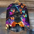thumbnail image 5 of VKOYWKM Women's Halloween Graphic Sweatshirt Pumpkin Black Cat Graphic Sweatshirts Crew Neck Pullover Long Sleeve Party Halloween Sweatshirts, 5 of 6