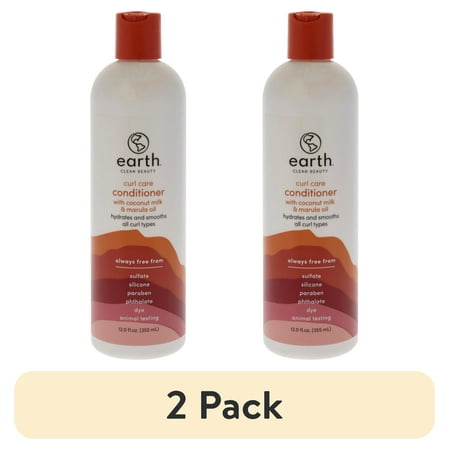 (2 pack) earth Clean Beauty Curl Care Conditioner with Coconut Milk and Marula Oil for All Curl Types 12 fl oz.