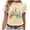 Beige, variant on Women's Casual Support Squad Autism Awareness T-Shirt, Puzzle Ribbon Print Short Sleeve Summer Polyester Tee for Gatherings & Daily Wear, 1PC, S-XXXL