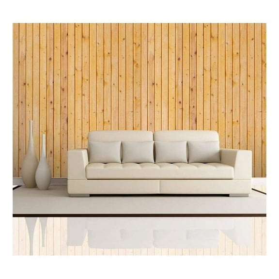 wall26 - Vertical Yellow Wood Textured Paneling - Wall Mural, Removable Wallpaper, Home Decor - 100x144 inches