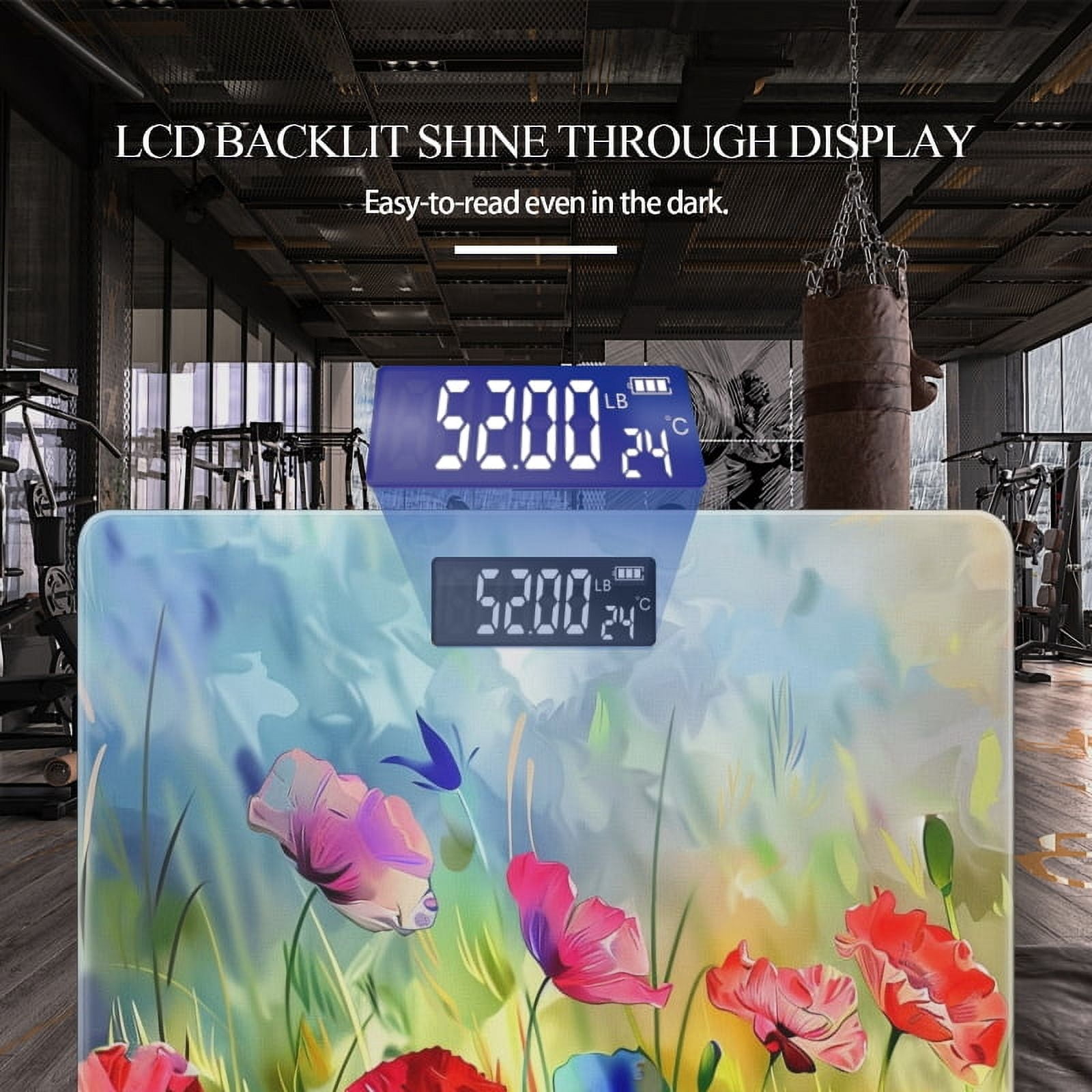 Bathroom Scale, Highly Accurate Digital Body Scale,Precisely Measures Weight up to 400 lbs-Colorful Wildflowers In The Meadow In The Style Of Digital Art