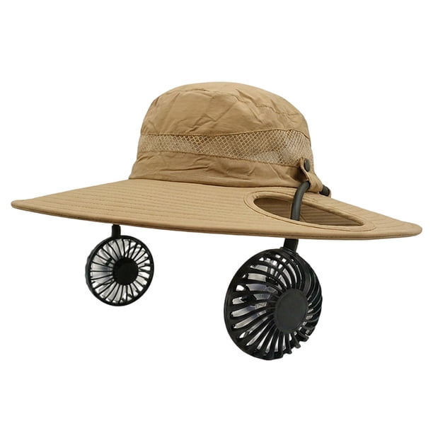 Sombrero ventilador solar para hombre con ala ancha, protección solar, tela transpirable, enfriamiento alimentado por energía solar para actividades al aire libre, pesca, senderismo