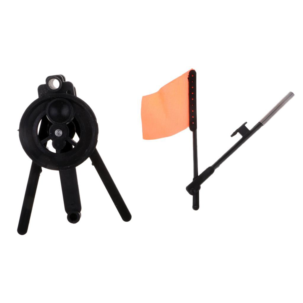 6x Foldable Black Triangular Ice Fishing Tip-Up with Orange Flag Ice Fishing Rod 