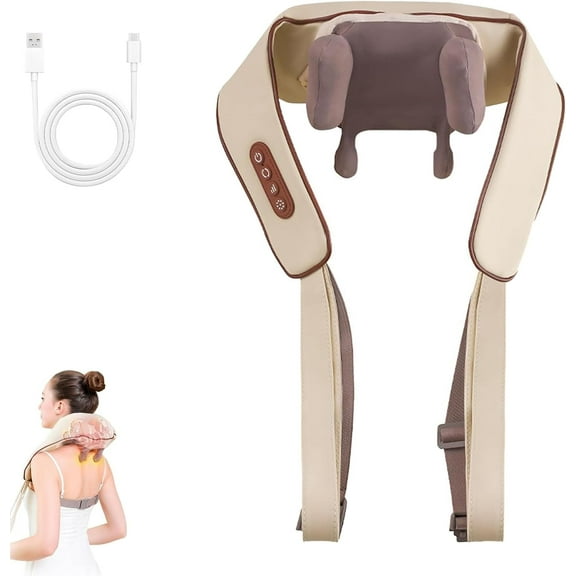 Noxa Massager - 2025 New Noxa Neck and Shoulder Massager, Neck and Shoulder Massagers, 3-Speed Adjustable Modes, Cordless Desig Lymphatic Necks Massagers (Beige)