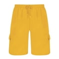 thumbnail image 4 of RYDCOT Men's Casual Cargo Shorts Elastic Waist Drawstring Breathable Outdoor Summer Beach Shorts with Pockets Hiking Shorts Yellow, 4 of 6
