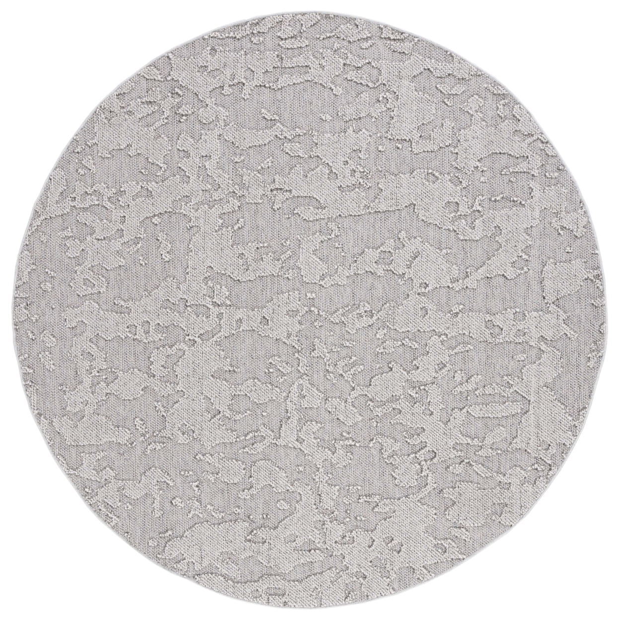 SAFAVIEH Global Herleva Abstract Indoor/Outdoor Area Rug, Grey/Light Grey, 6'7" x 6'7" Round