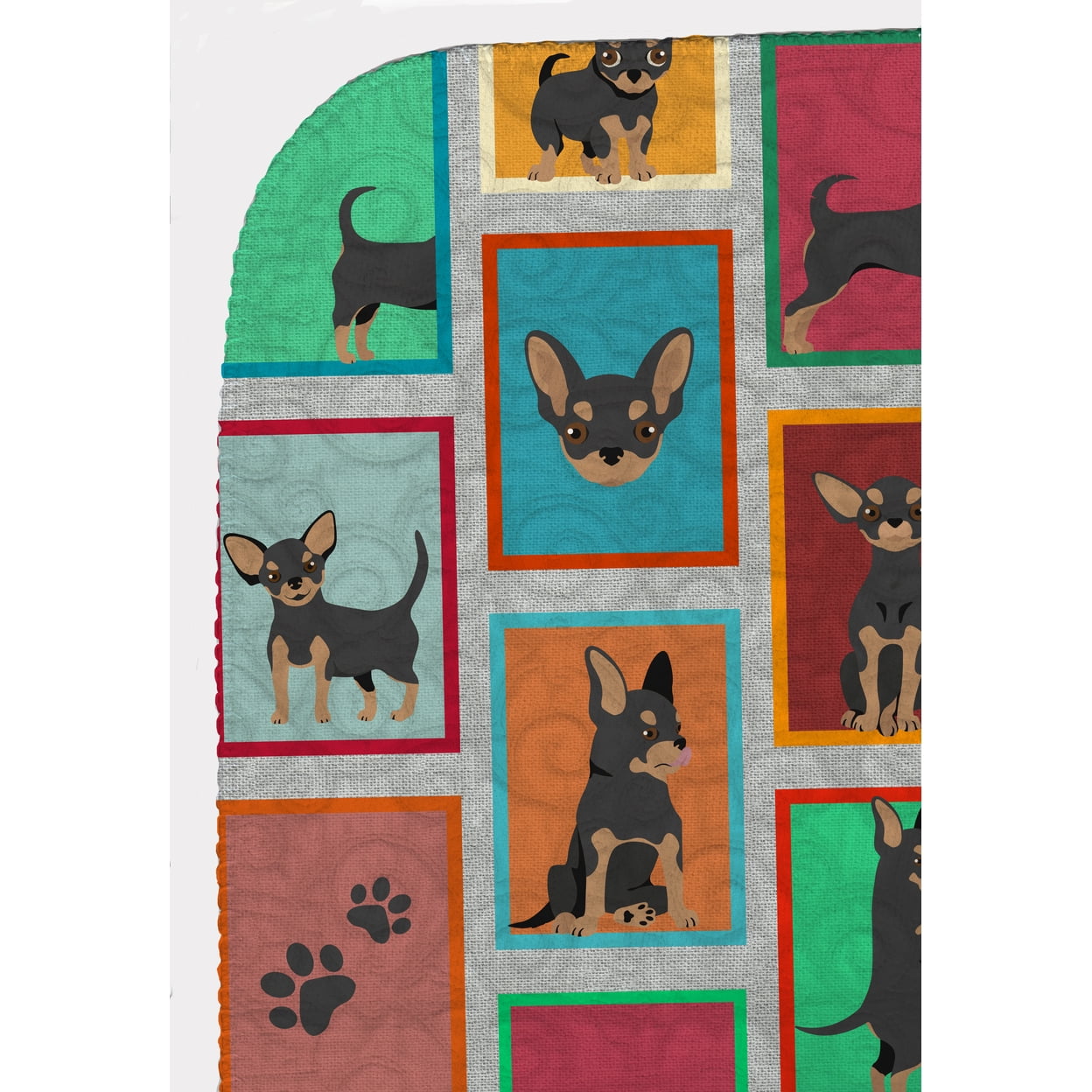 Lots of Black and Tan Chihuahua Quilted Blanket 50x60 50 in x 60 in