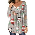 thumbnail image 1 of Hauts Mignons pour Femmes, Col Rond Décontracté, Manches Longues, Imprimé Noël, Tendance 2023 en Liquidation, 1 of 5