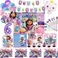 thumbnail image 2 of Decoración de fiesta de cumpleaños de casa de muñecas Gabby, vajilla temática de gato de dibujos animados, taza, plato, globos, suministros de fiesta para Baby Shower, 2 of 5