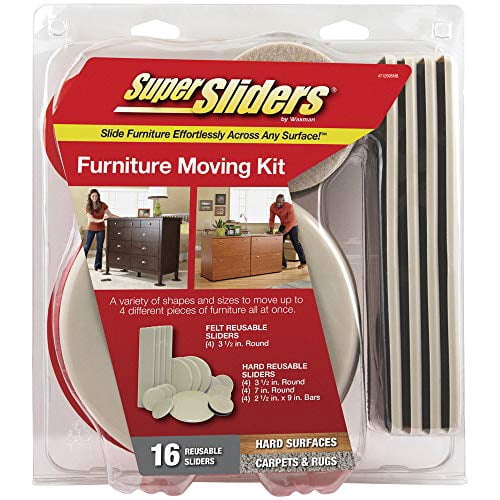 SuperSliders 4712995NB X-Large Variety Pack, Reusable Furniture Moving Kit for Carpet with 4 Felt Sliders- Move Heavy Furniture Quickly and Easily, Linen (16 Pack)