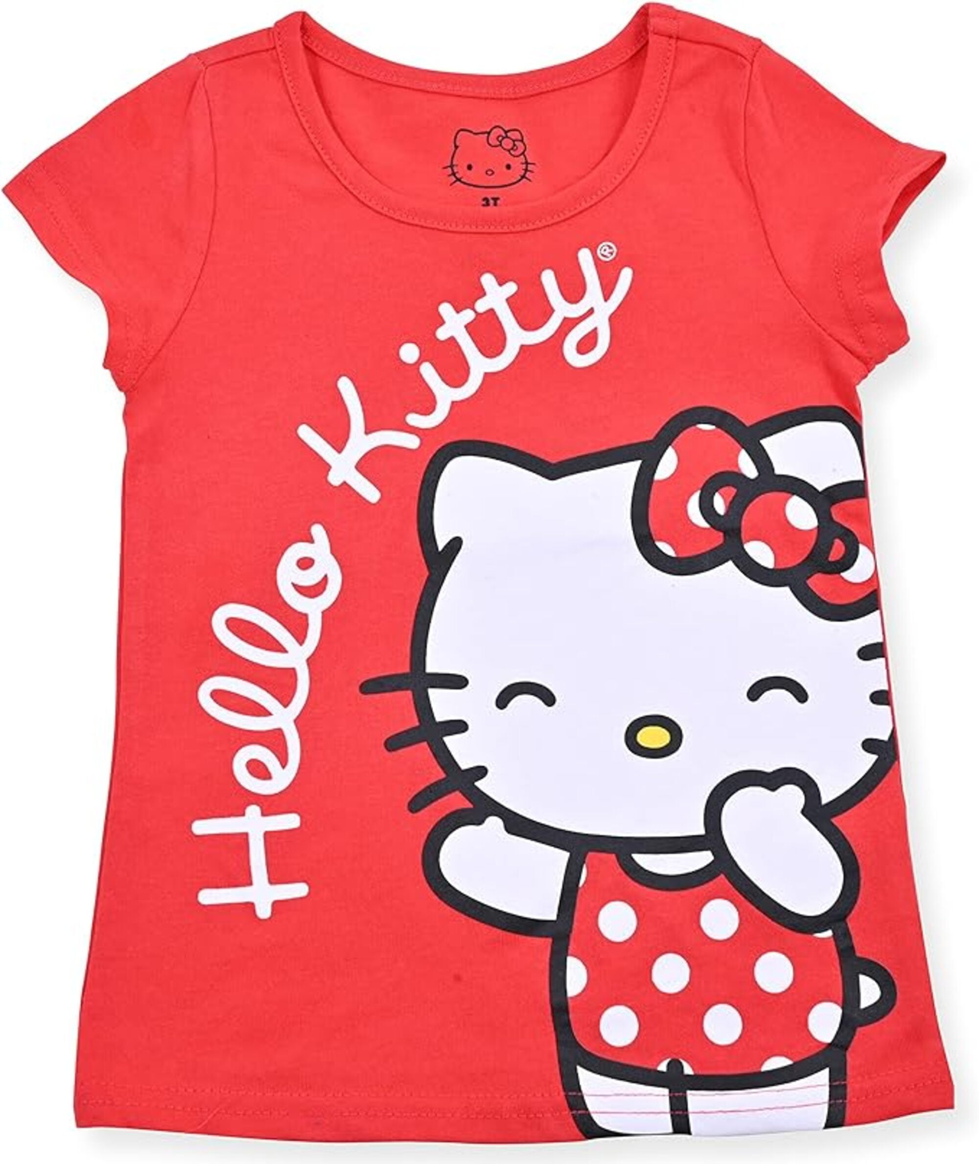 Hello Kitty Girls 3 Pack Short Sleeve T-Shirt - Grey/Black/Red