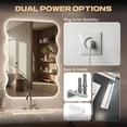 thumbnail image 4 of Hasipu 40" x 32" Anti-Fog LED Irregular Bathroom Mirror - Wall Mounted Wavy Shape Vanity Mirror with Dimmable Lights, 3 Color Modes & Memory Function, Touch Control, 4 of 8