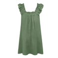 thumbnail image 6 of Hkoxplj Womens Cotton Blend Nightgown Square Neck Ruffle Fly Sleeve Short Dress with Pockets Smocked A Line Casual Sleepwear Summer Loungewear Beach Outfit Plus Size Solid Color Soft, 6 of 6