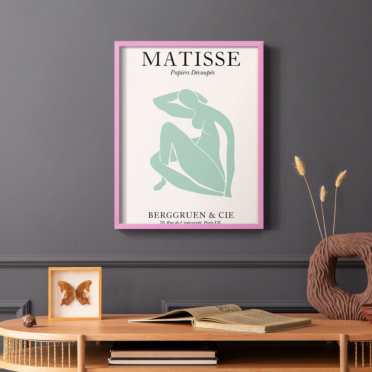Matisse DII Framed Print in Pink Solid Wood Framed Print No Nail Hanging