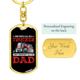 thumbnail image 3 of Trucker Dad Swivel Keychain Dog Tag Stainless Steel or 18k Gold, 3 of 10