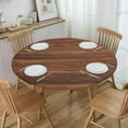 thumbnail image 4 of Round Table Cloth Dark Wood Grain Tablecloth Elastic Edge Fitted Table Cover Fits Tables Up to 45"-50" Diameter, 4 of 4