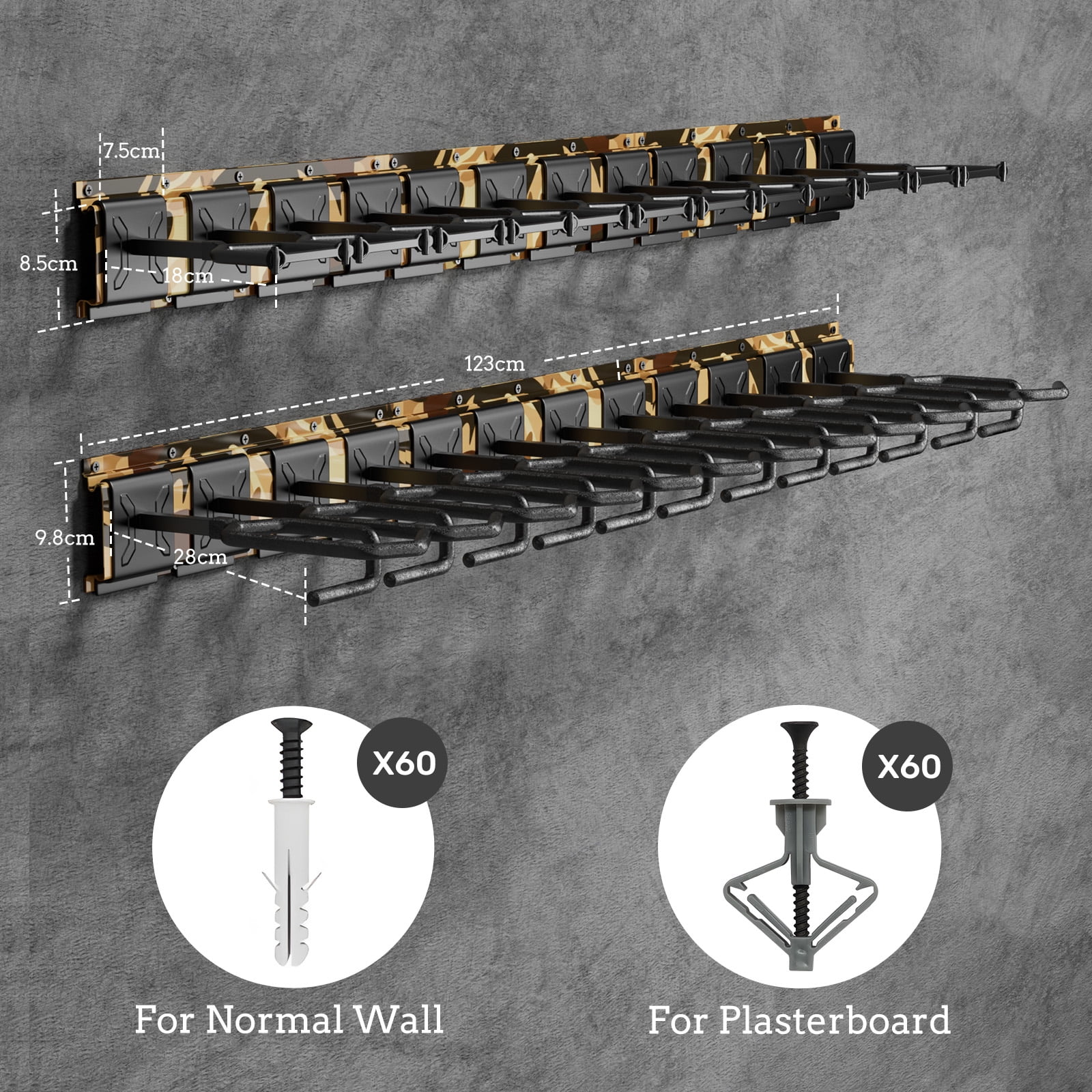 Blacksmith Wall Mount Heavy Duty Stainless Steel Display Rack for 12 Slot,Yellow