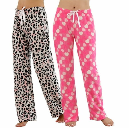 

2pk Women s Soft Plush Fleece Draw String Pajama Sleep Pants