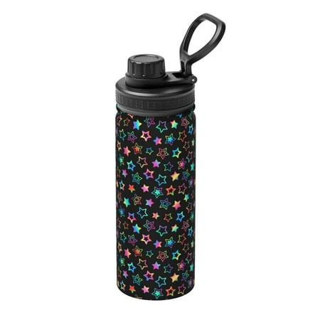 

Uemuo Multi-Colored Stars 18OZ Insulated Kettle Sports Water Bottle Stainless Steel Kettle Vacuum Insulated Flask Flip Lid Travel Mug