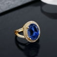 thumbnail image 5 of Gem Stone King 7.44 Ct Oval Blue Simulated Sapphire 18K Yellow Gold Plated Silver Ring, 5 of 5