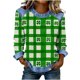 thumbnail image 3 of TaTaai Women's Casual Patchwork Shirt Long Sleeve Round Neck Solid Color St Patrick Day Blouse Soft Comfy Lightweight Top Spring Daily Holiday Party Wear Gift, 3 of 5