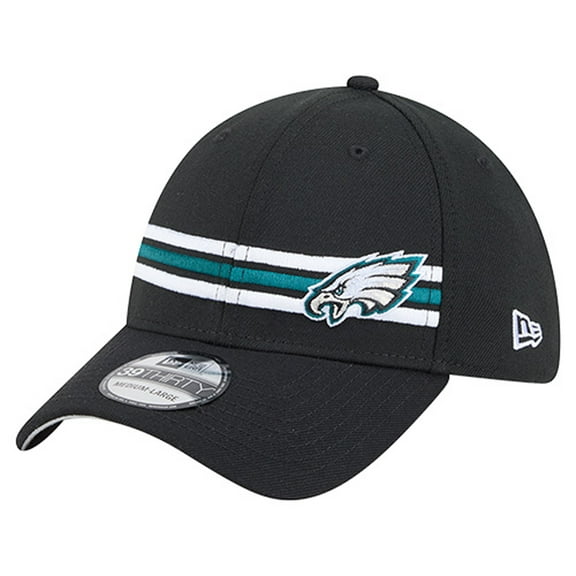 Men's New Era Black Philadelphia Eagles Stripes 39THIRTY Flex Hat