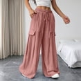 thumbnail image 4 of Edvintorg Lounge Pants Women with Pockets Flowy Lightweight Elastic Waisted Loose Cascual Wide Leg Trouser with Pockets Womens Clothes Pink XL, 4 of 8