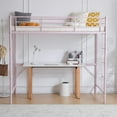 thumbnail image 3 of Zimtown Full Loft Bed with Stairs Metal Single Loft Bunk Bed with Safety Guard Rails & 2 Side Ladder, Pink, 3 of 9