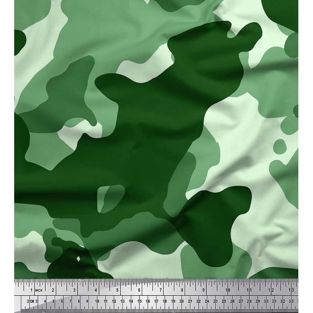 Soimoi Poly Georgette Fabric Two Tone With White Camouflage Printed Fabric 1 Yard 52 Inch Wide