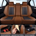 thumbnail image 2 of Fit for Ford Ranger 2024 Seat Cover, Brown Car Seat Covers, Faux Leather 5 Seats Full Set Retain Seatbelt Port Protect and Upgrade Seats, Only for Crew Cab and XLT,XL,LARIAT, Protect Car Seats, 2 of 6