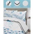 thumbnail image 4 of Quilts Twin Size Bedding Set, Blue Coastal Jellyfish Lightweight Quilted Comforter, Fish Coral Ocean Life Underwater Soft Reversible Bedspread Coverlet with Pillow Covers for All Season, 68" x 86", 4 of 7