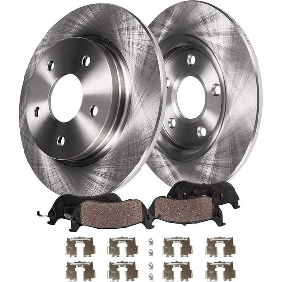 Detroit Axle - Rear Brake Kit for Toyota 2009-2013 Matrix Pontiac Vibe, Disc Brake Rotors Ceramic Brakes Pads with Hardware 2009 2010 2011 2012 Replacement