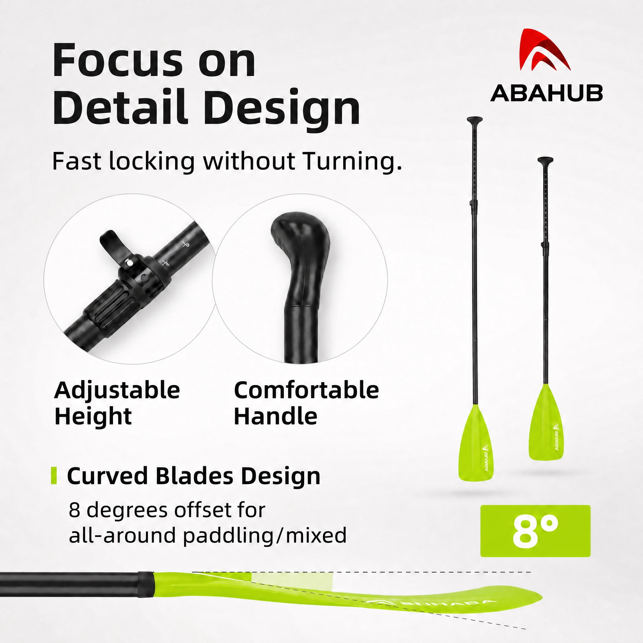 AbahubFit Adjustable SUP Paddle (3-Piece) Lightweight Stand-up Paddle Oars for Paddleboard, Aluminum Alloy Shaft 68" - 84"
