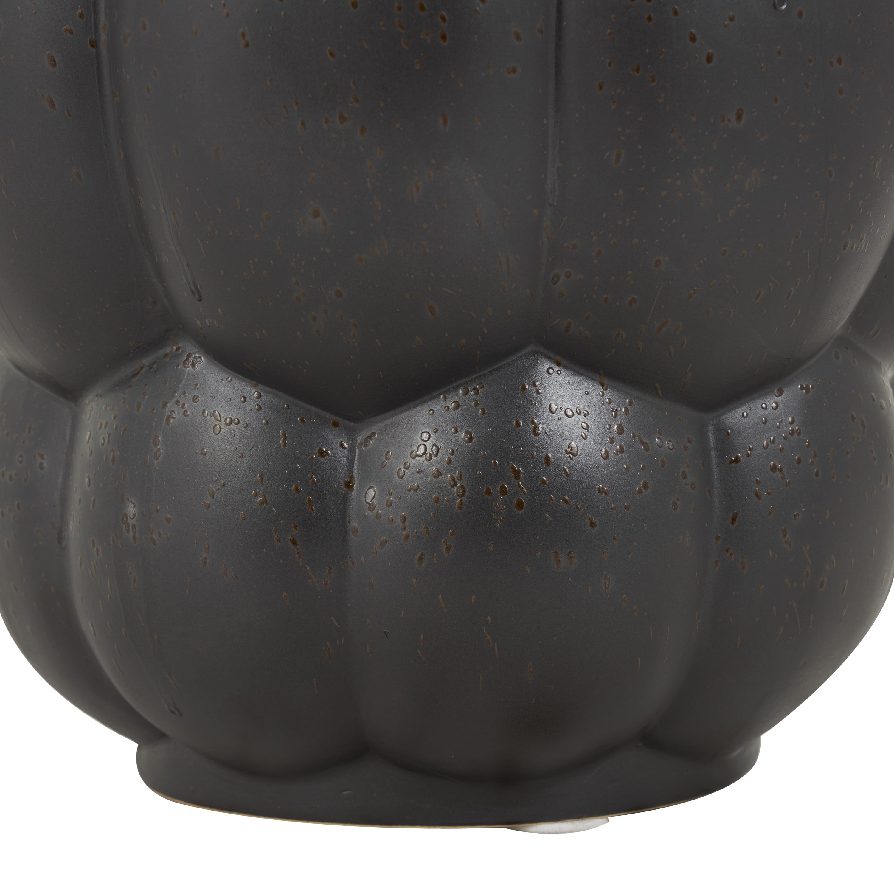 DecMode 11" Wide Bubble Inspired Black Ceramic Vase with Distressed Speckled Texturing