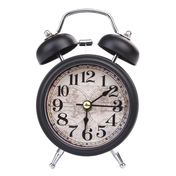 Reloj despertador de metal de doble campana vintage, esfera estereoscópica que no hace tictac, funciona con pilas, decoración del hogar Advancent JJ20429-04