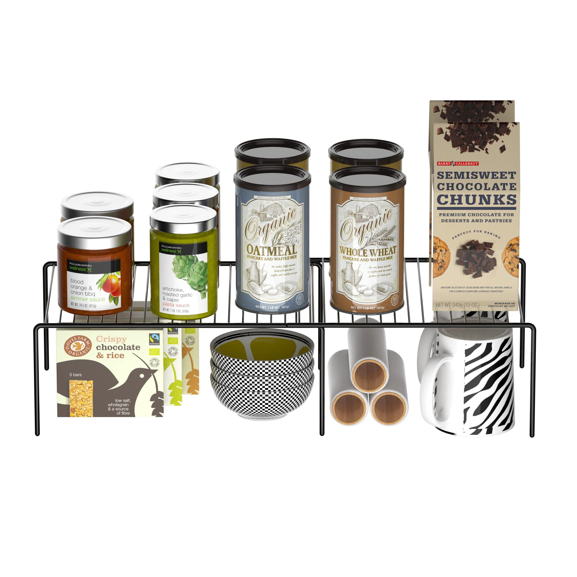Expandable Shelf Rack Rustproof Metal Storage Organizer For Kitchen Fridge Bathroom Black