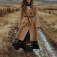 thumbnail image 2 of Women Elegant Double Wool Blend Pea Coat Notch Lapel Color: Khaki Size: L, 2 of 5