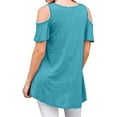 thumbnail image 3 of Skksst Plus Size S-5XL Womens Short Sleeve Cold Shoulder Plain Blouse T Shirt Tops, 3 of 3