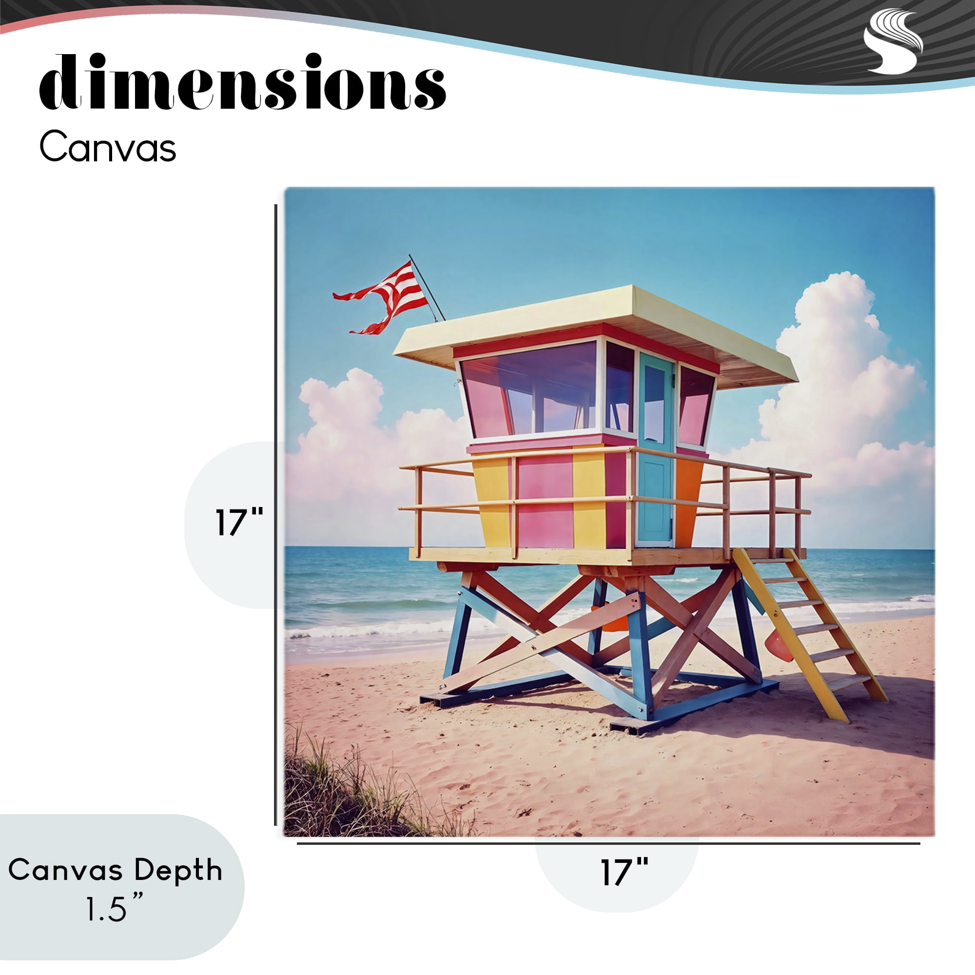 Stupell Industries Colorful Sunny Beach Tower Canvas Wall Art, design by Creative Studio